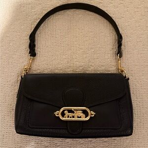 Coach Black Shoulder Bag with Gold Accents